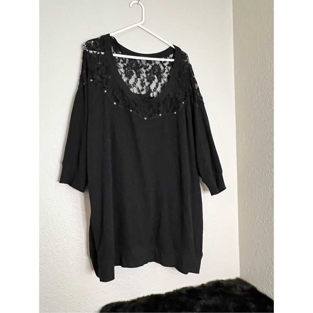 Torrid Black 3/4 Sleeve Lace Shoulder Blouse‎ Size 4 4x